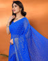Vasthrlay Georgette Weaving Blue Saree With Unstitched Blouse Piece