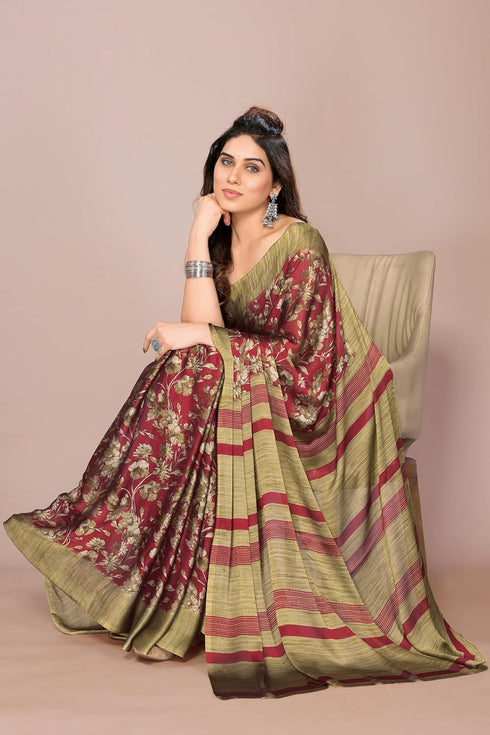 Vasthrlay Fashion Chiffon Printed Navy Ethnic Wear