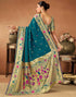 Vasthrlay Womens Paithani Unstitched Dark Green Saree