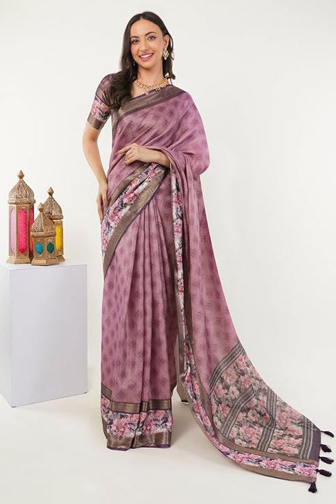 Vasthrlay Multicolour Polyester Saree With Unstitched Blouse Piece