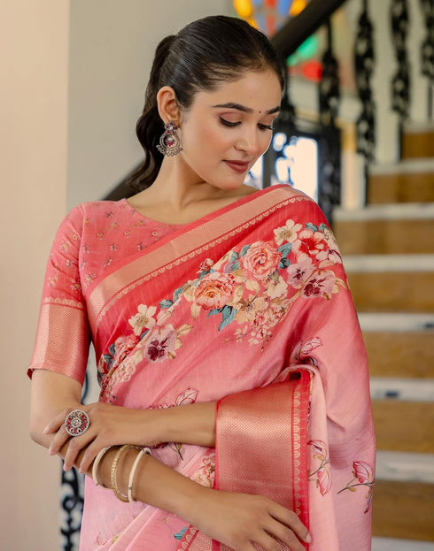 Vasthrlay Womens Printed Unstitched Beige Saree