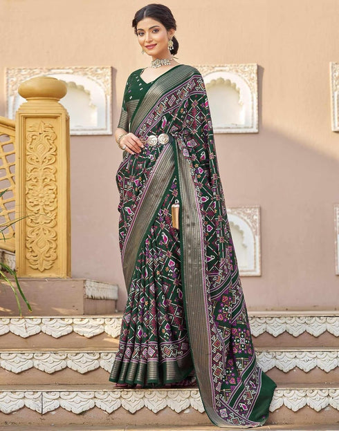 Vasthrlay Printed Traditional Patola Inspired Navyblue