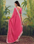 Vasthrlay Georgette Embroidery Pink Saree With Multicolour Unstitched Blouse Piece