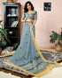 Vasthrlay Womens Printed Unstitched Dark Green Saree