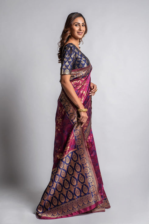 Vasthrlay Magenta Banarasi Designer Saree