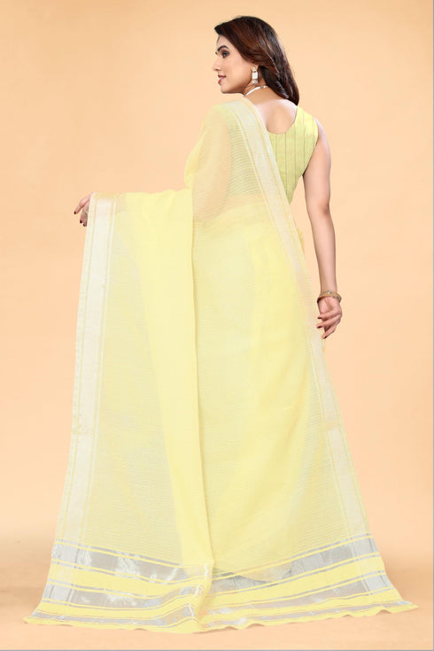 Vasthrlay Gold Unstitched Saree
