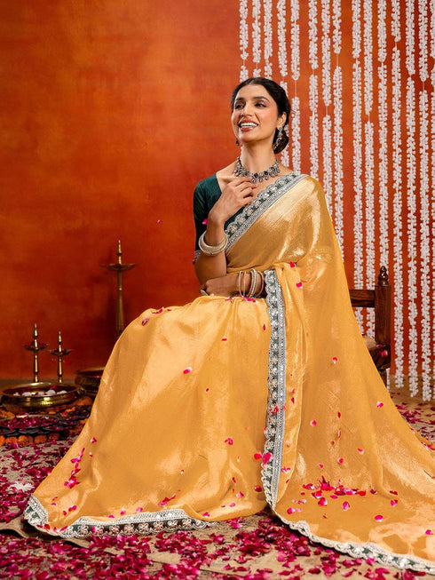 Vasthrlay Georgette Embroidery Olive Saree