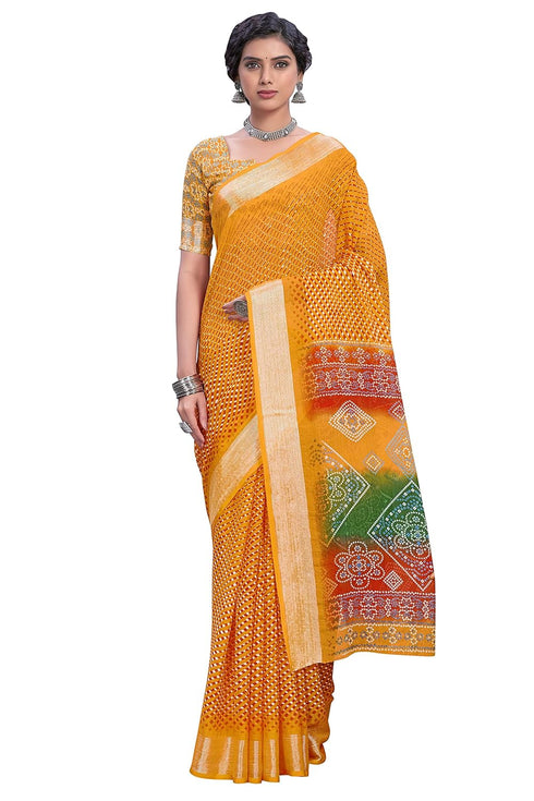 Vasthrlay Bandhani Chiffon Rani Ethnic Wear
