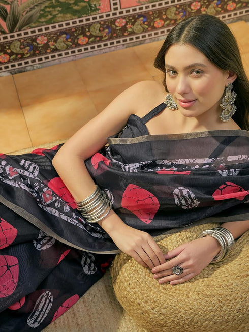 Vasthrlay Womens Printed Unstitched Beige Saree