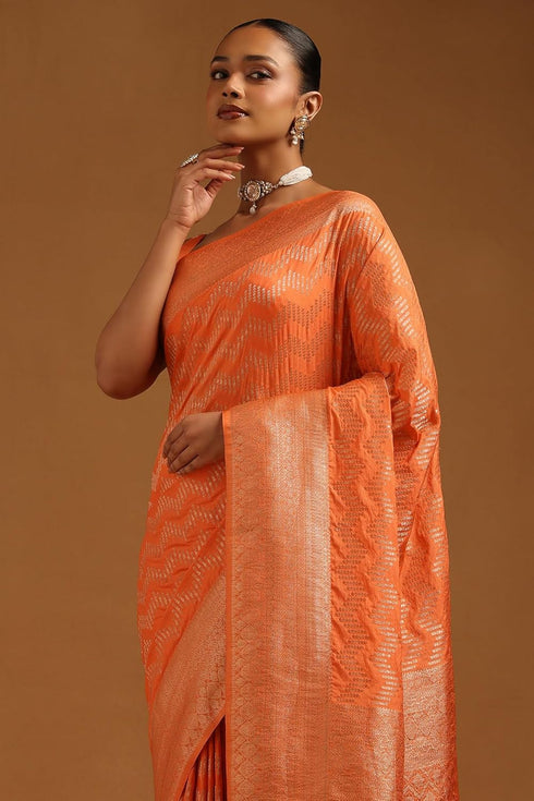 Vasthrlay Orange Georgette Woven