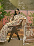 Vasthrlay Womens Printed Unstitched Beige Saree