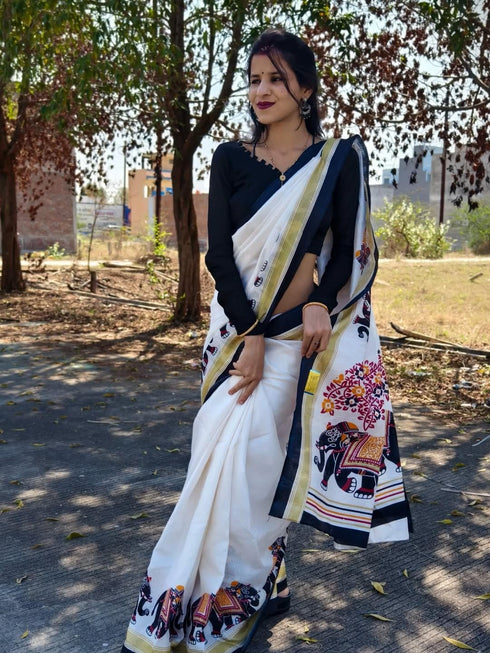 Vasthrlay Traditional Elephant Elegant Contrast