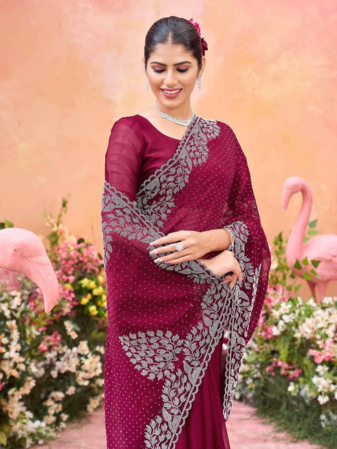 Vasthrlay Shimmer Georgette Yellow Saree