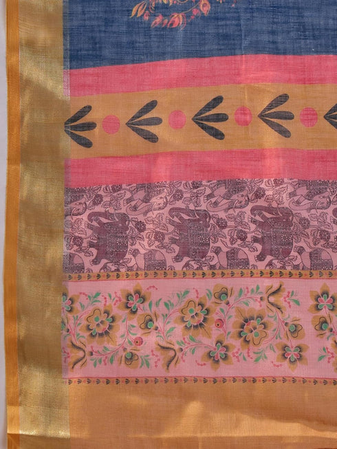 Vasthrlay Weaving Printed Beige Saree