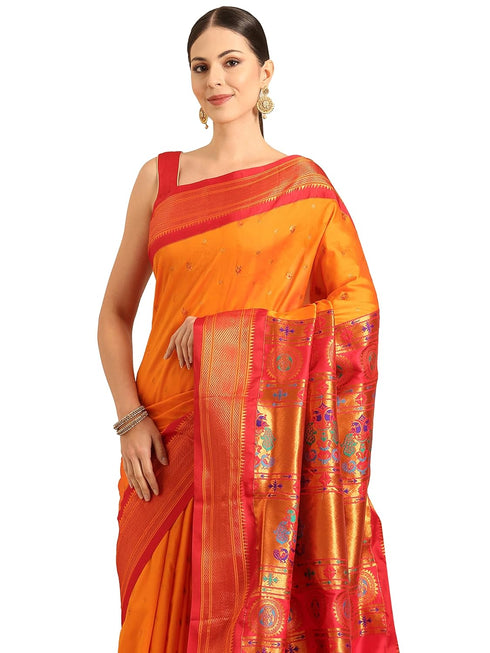 Vasthrlay Paithani Orange Saree