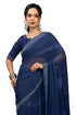 Vasthrlay Fashion Georgette Stripes Navy Ethnic Wear
