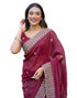 Vasthrlay Embroidery Scalloped Unstitched Maroon Saree