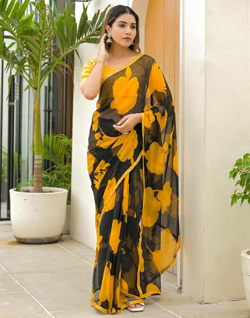 Vasthrlay Chiffon Blouse Maroon Saree