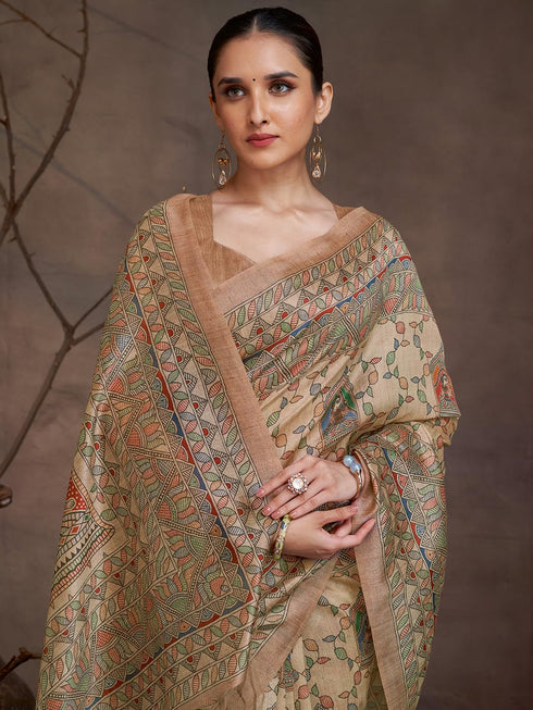Vasthrlay Madhubani Printed Unstitched Hs Ethnic Wear
