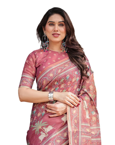 Vasthrlay Handloom Tassels Botanical Saree