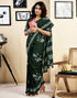 Vasthrlay Womens Printed Unstitched Dark Green Saree