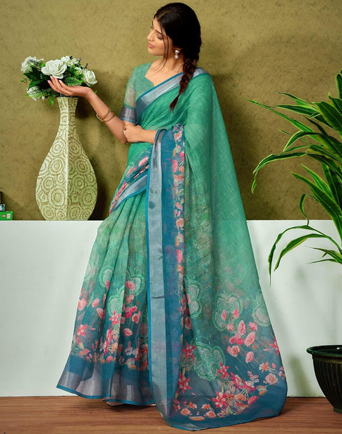 Vasthrlay Womens Cotton Printed Brown Saree