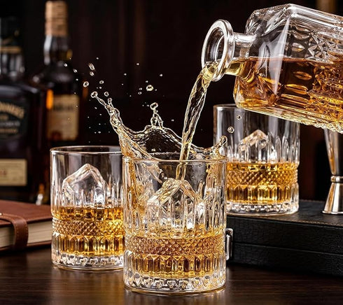 Crystal Whiskey Glasses Set of 6 - 300ml Old Fashioned Cocktail Tumblers