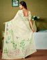 Vasthrlay Womens Cotton Printed Beige Saree With Unstitched Blouse Piece