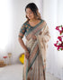 Vasthrlay Handloom Geometric Turquoise Saree