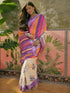 Vasthrlay Womens Printed White And Multi Saree With Unstitched Blouse Piece