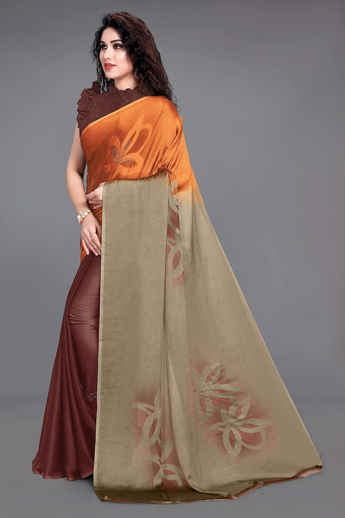 Vasthrlay Fashion Chiffon Printed Grey Ethnic Wear