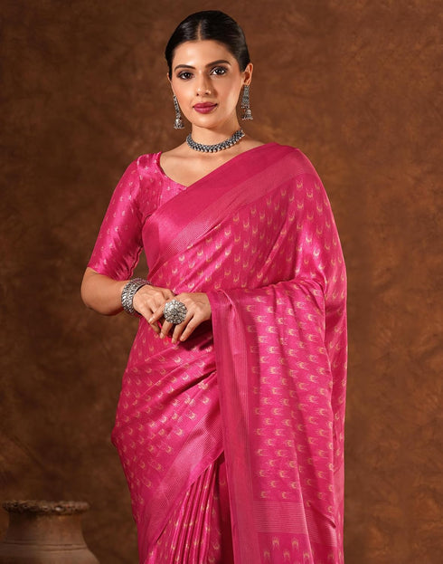 Vasthrlay Womens Printed Unstitched Brown Saree