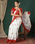 Vasthrlay Georgette Bandhani Unstitched White Saree