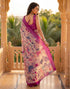 Vasthrlay Banglori Printed Peach | Multi Saree With Unstitched Blouse Piece