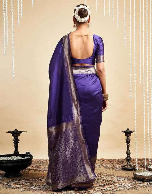 Vasthrlay Womens Banarasi Jacquard Sky Blue Saree