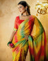 Vasthrlay Georgette Bandhani Unstitched Orange Saree