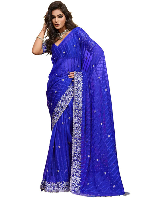 Vasthrlay Chiffon Striped Unstitched Sum Ethnic Wear