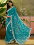 Vasthrlay Chinnon Embroidery Lime Saree