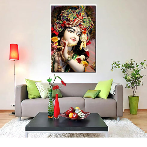 Wallpics Lord Krishna God Waterproof Vinyl Sticker Poster for Home Decor
