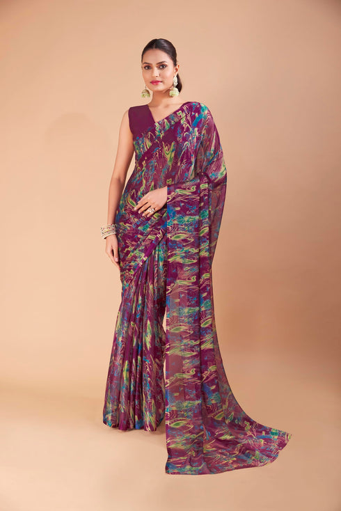 Vasthrlay Chiffon Unstitched Saree