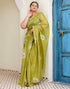 Vasthrlay Chanderi Printed Unstitched Blue Saree