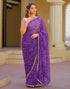 Vasthrlay Georgette Bandhani Purple Saree With Unstitched Blouse Piece