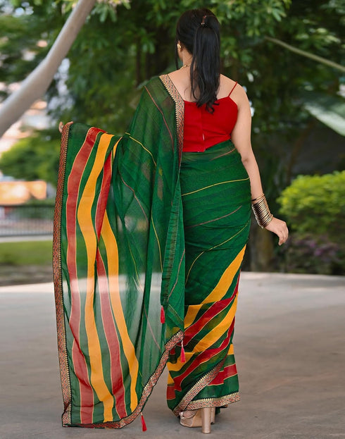 Vasthrlay Chiffon Printed Unstitched Pink Saree