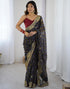 Vasthrlay Georgette Printed Unstitched Red Saree