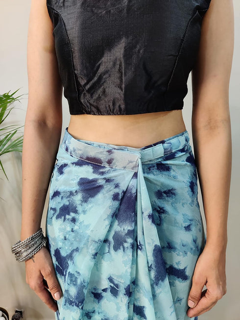Vasthrlay Georgette Printed Unstitched Seagreen Ethnic Wear
