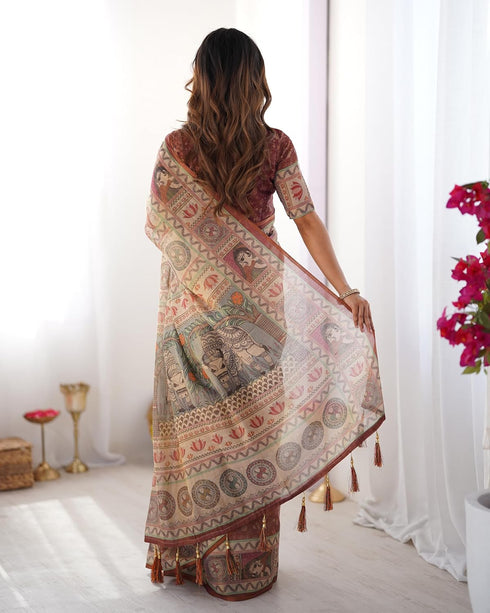 Vasthrlay Handloom Burgundy Traditional Saree