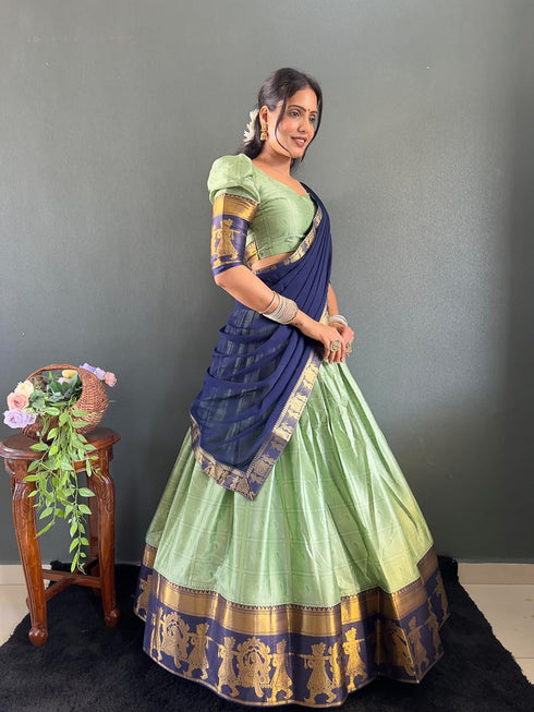 Vasthrlay Traditional Banarasi Contrasting Lemonrama