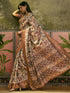 Vasthrlay Printed Weaving Beige | Brown | Multi Saree With Brown | Multi Unstitched Blouse Piece