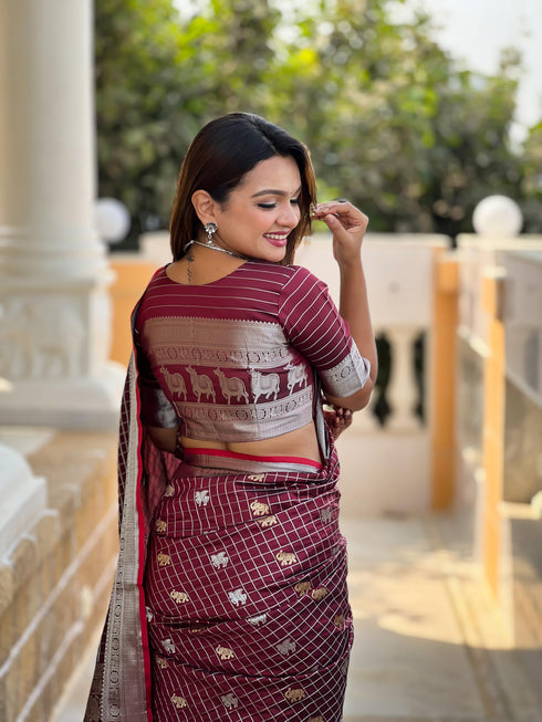 Vasthrlay Elephant Unstitched Saree