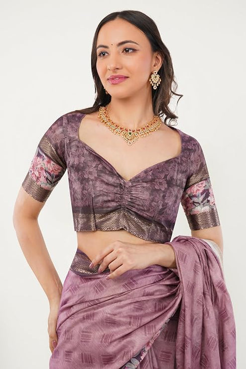 Vasthrlay Multicolour Polyester Saree With Unstitched Blouse Piece